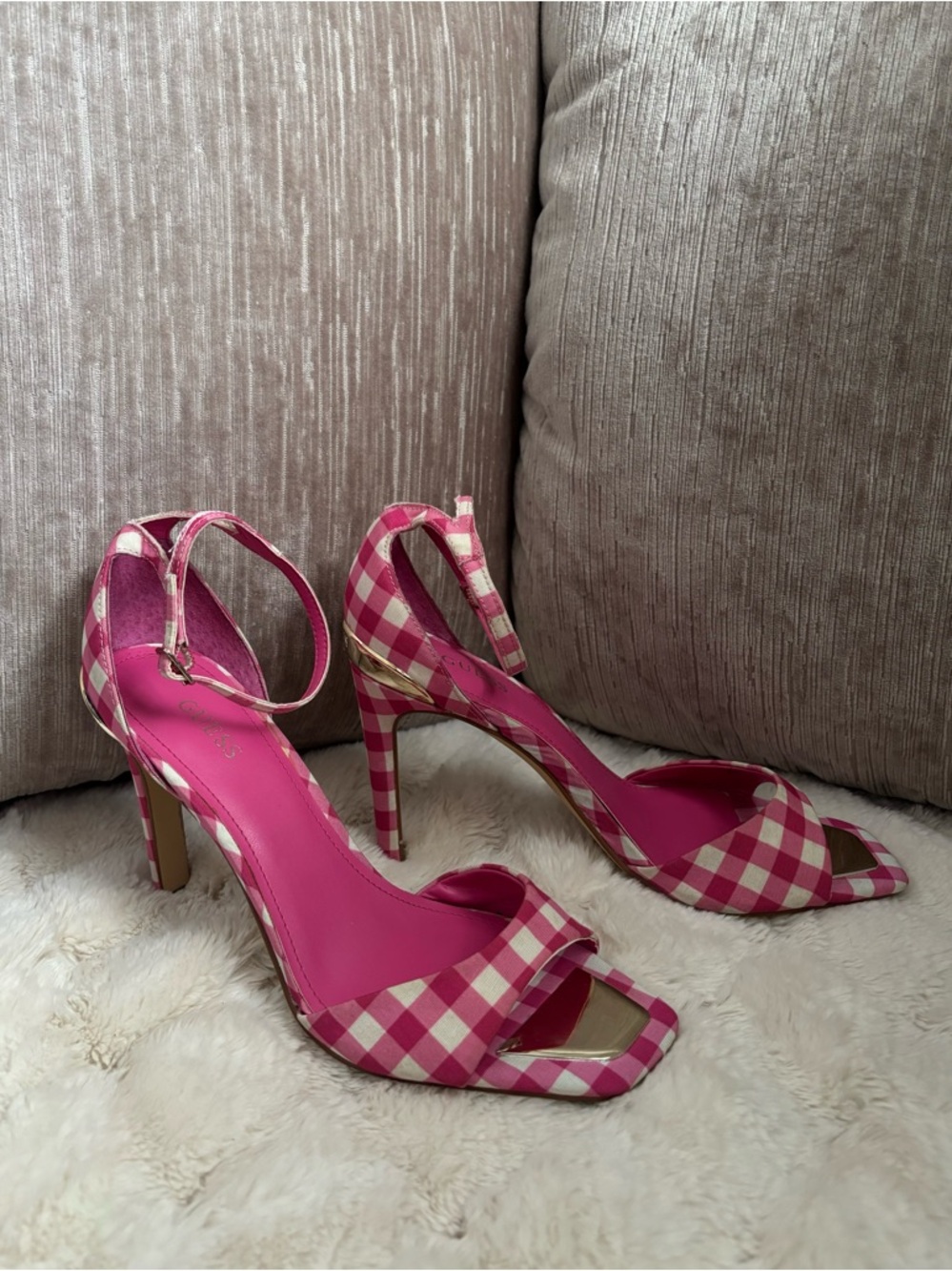 Guess Pink Ankle-Strap Heels